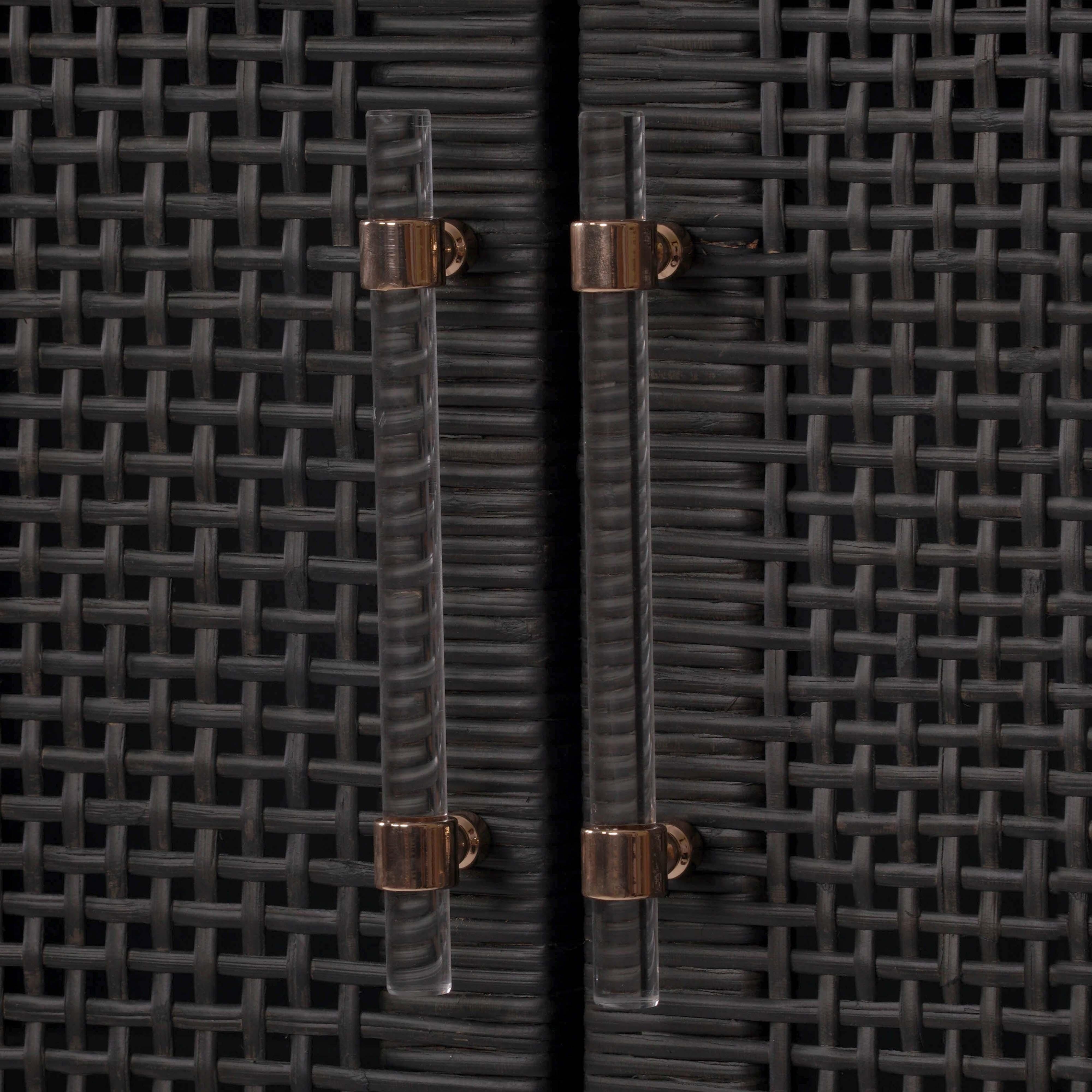 Amara Charcoal Woven Rattan Cabinet - Image 3