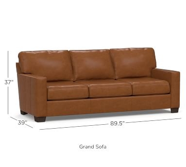 Buchanan Square Arm Leather Sofa, Polyester Wrapped Cushions, Churchfield Chocolate - Image 3