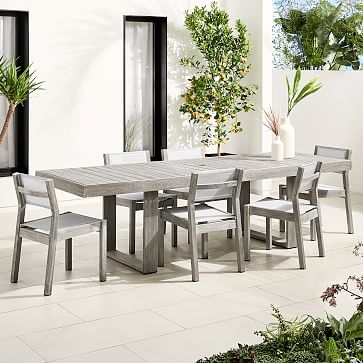 Portside Dining Table Set: Expandable Table + 6 Textiline Chairs, Weathered Gray - Image 2