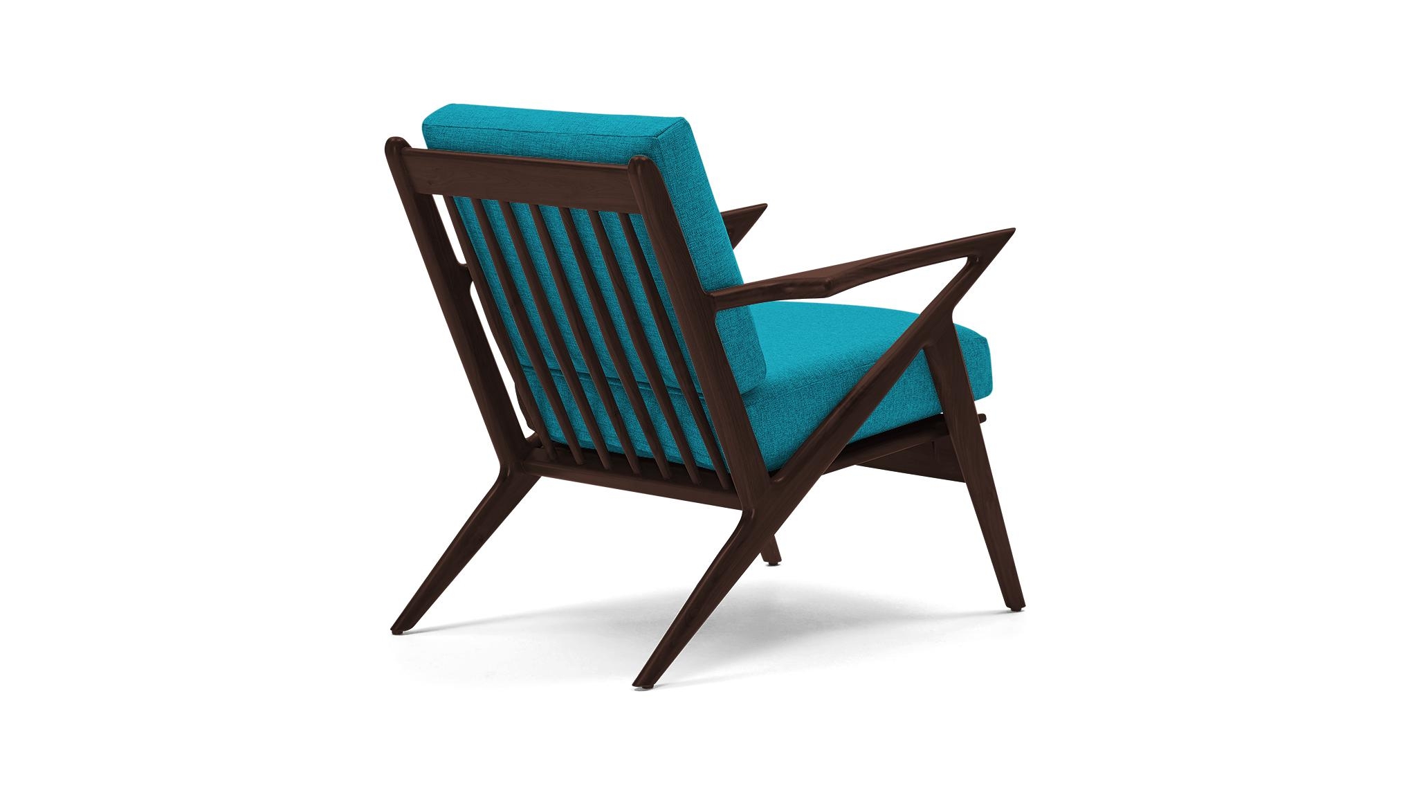 Blue Soto Mid Century Modern Chair - Vibe Aquatic - Walnut - Image 3