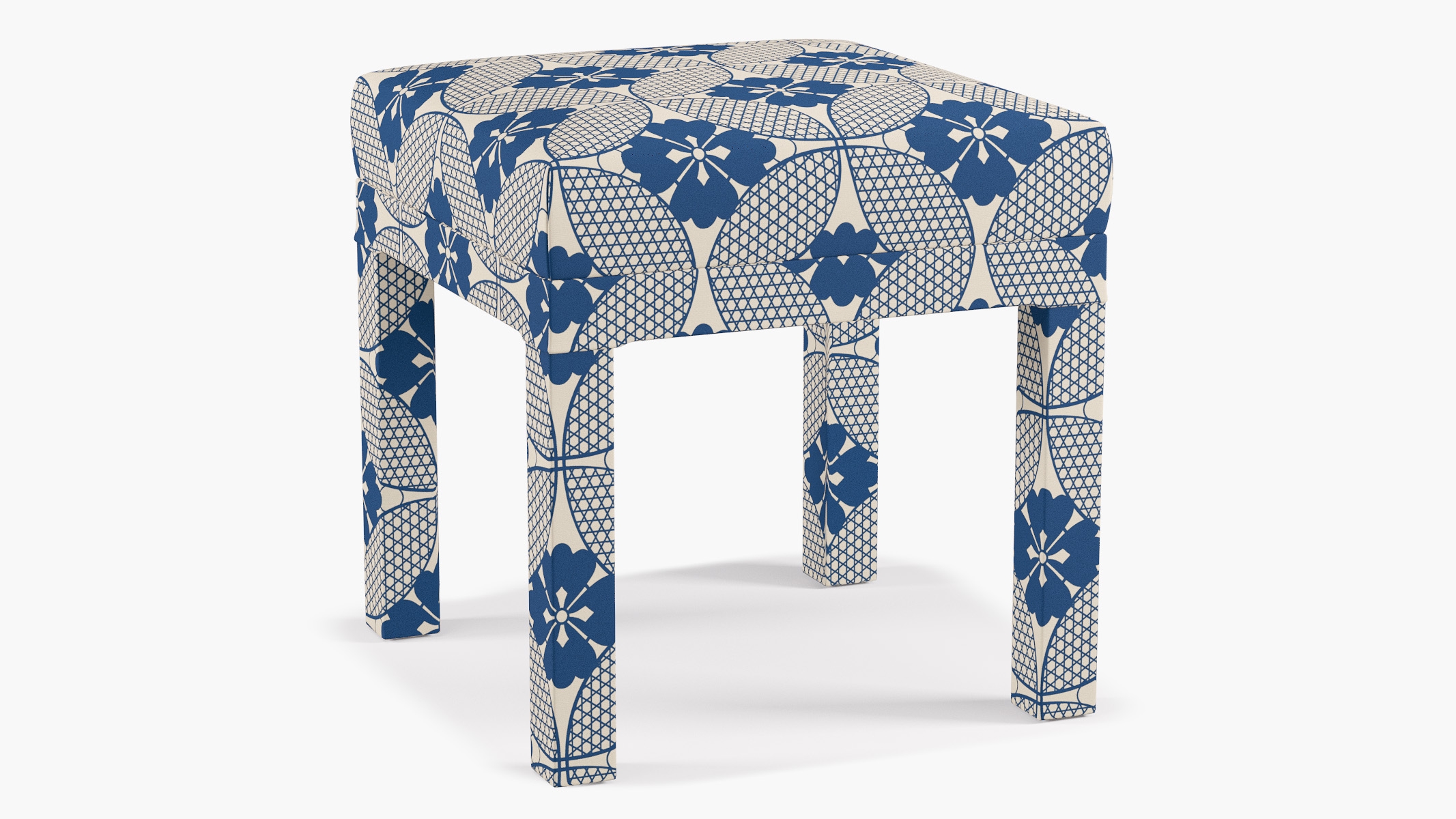 Parsons Ottoman, Bright Navy Solaire - Image 1
