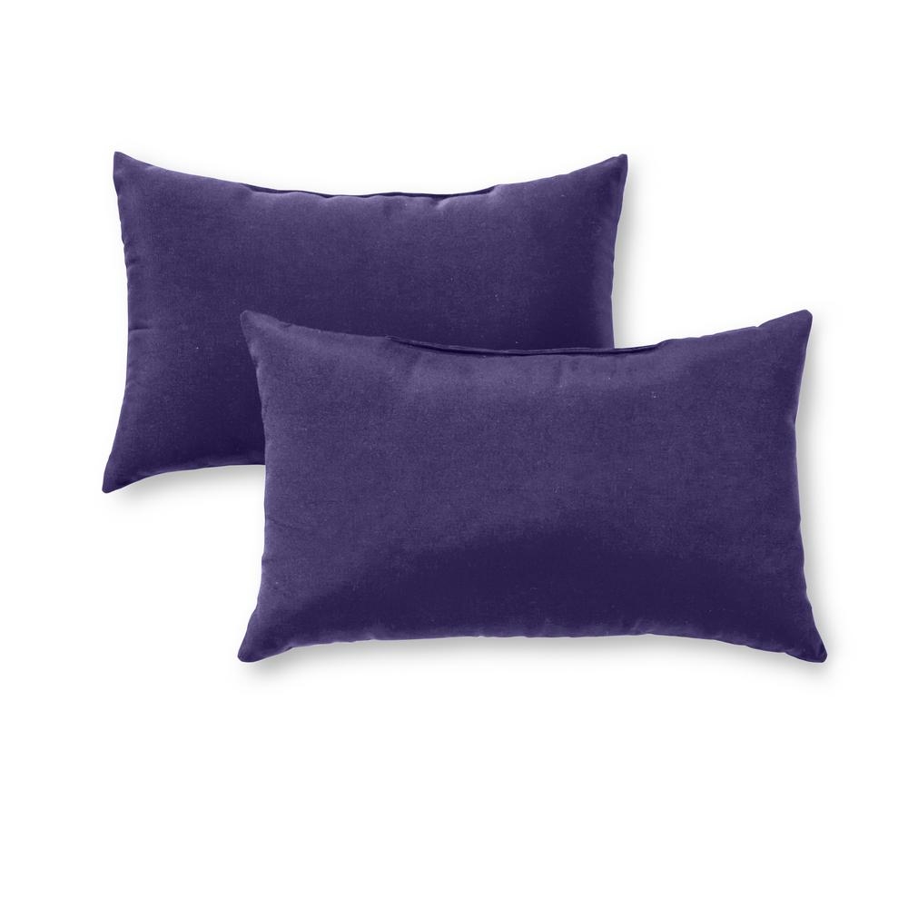 Greendale Home Fashions Solid Navy Blue Lumbar Outdoor Throw Pillow (2-Pack) - Image 0