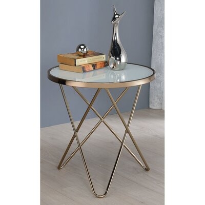 Tante Glass Top Cross Legs End Table - Image 0