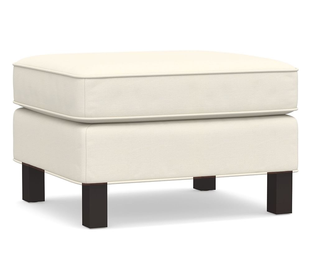 Tyler Square Arm Upholstered Ottoman, Polyester Wrapped Cushions, Textured Twill Ivory - Image 0