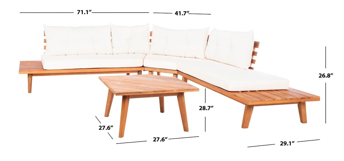 Lansen 4 Pc Corner Living Set - Natural/Bge + Solid Plw - Safavieh - Image 5