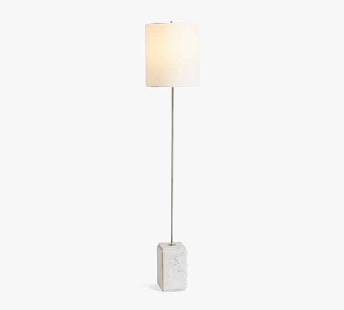 Amara Marble Floor Lamp, White with Amara Shade, White - Image 5