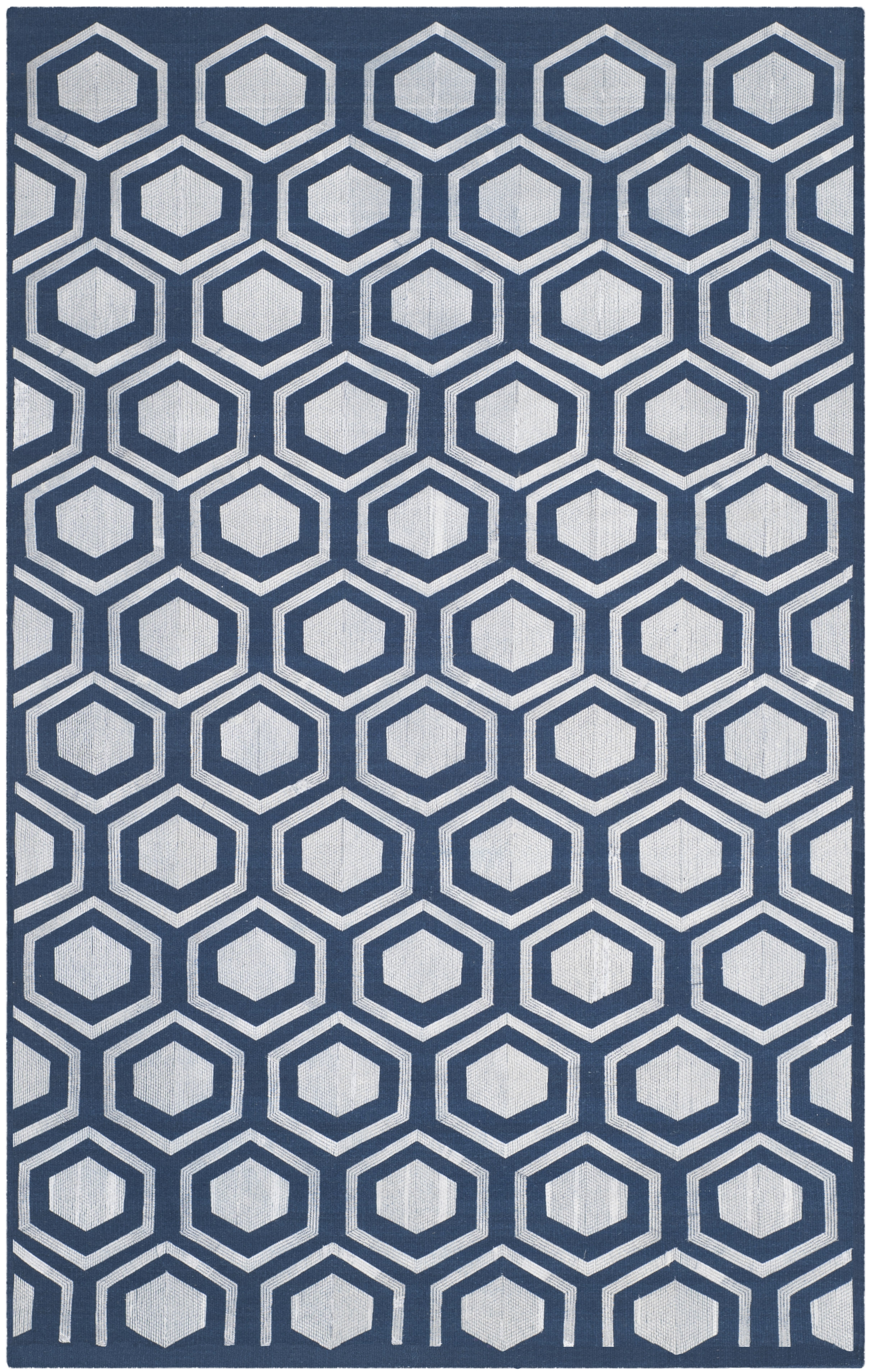 Arlo Home Hand Woven Flatweave With Embroidery Area Rug, KLM629B, Navy,  5' X 8' - Image 0