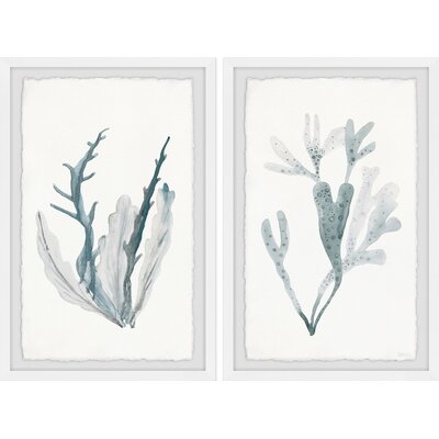 'Corals in Blue' - 2 Piece Picture Frame Painting Print Set on Paper - Image 0