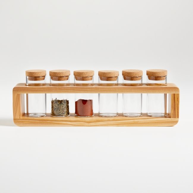 Maia Olivewood 6-Jar Spice Rack - Image 0
