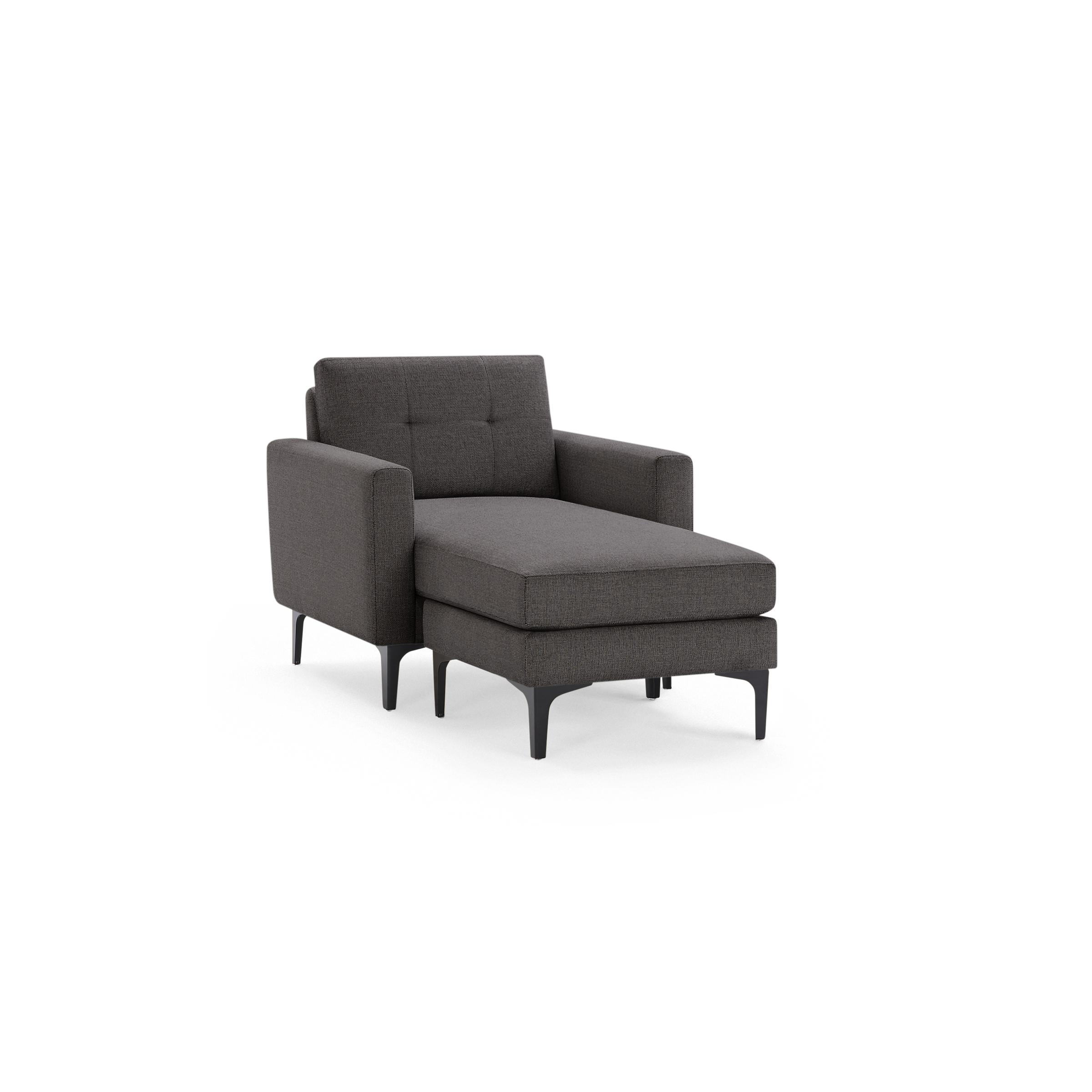 Nomad Armchair with Chaise - Heather Charcoal - Performance Chenille / Black - Metal / Block - Image 0