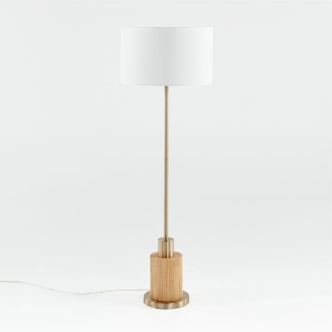 Bridaine Wood & Brass Floor Lamp - Image 0