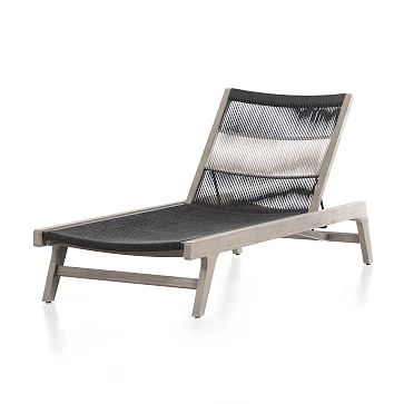 Wood & Rope Outdoor Chaise,Wood + Rope,Grey - Image 0