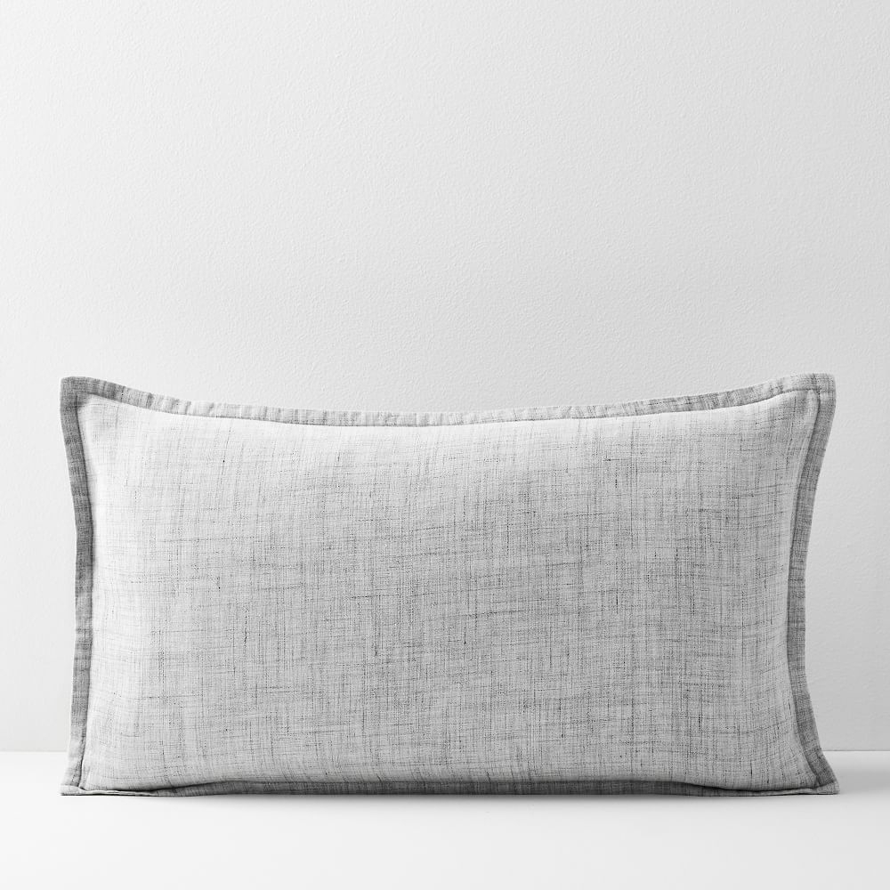 European Flax Linen Pillow Cover, 12"x21", Frost Gray Fiber Dye - Image 0