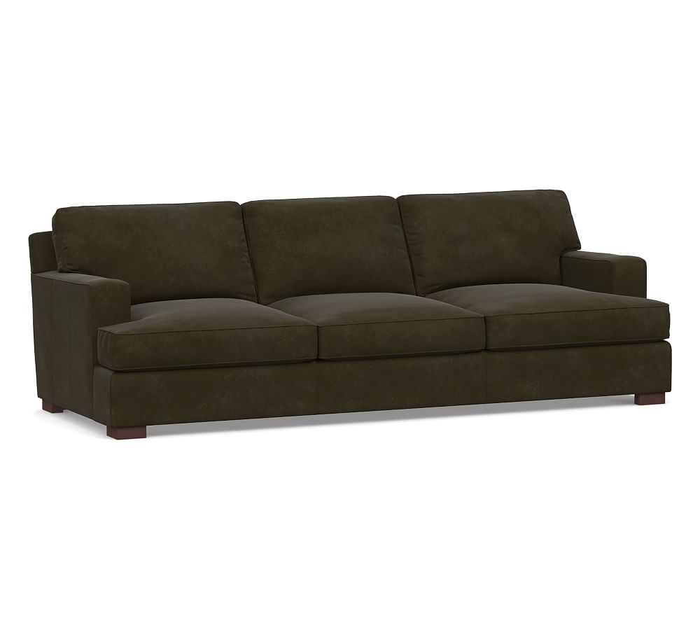 Townsend Square Arm Leather Grand Sofa 100.5", Polyester Wrapped Cushions, Aviator Blackwood - Image 0