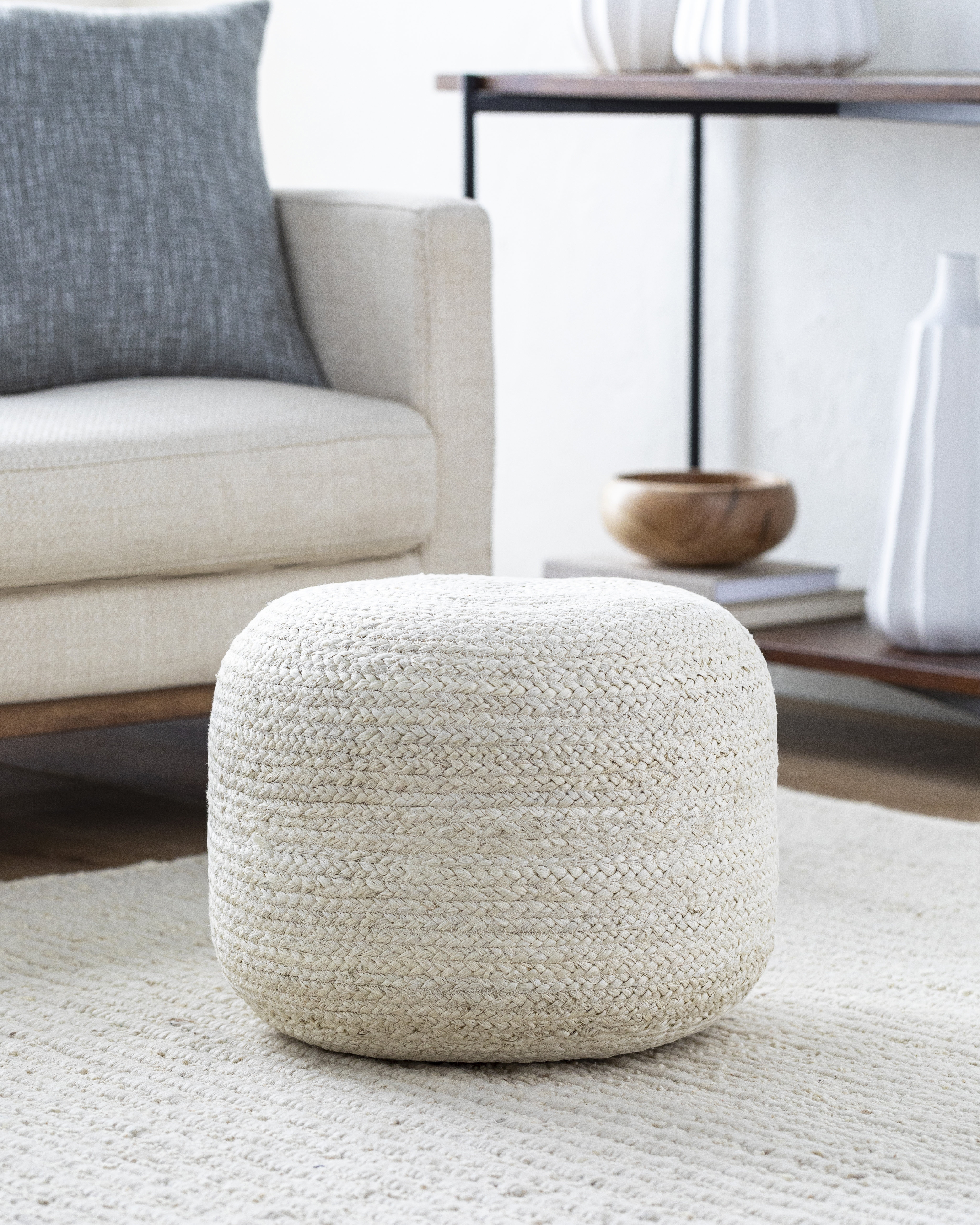 Livabliss Budapest Woven Pouf - Image 1