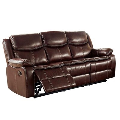 Recliner Sofa With Leatherette Upholstery, Brown - Image 0