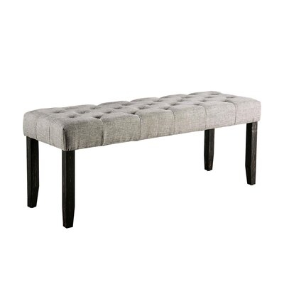 48 Inches Bench With Button Tufted Seat And Chamfered Legs, Gray - Image 0