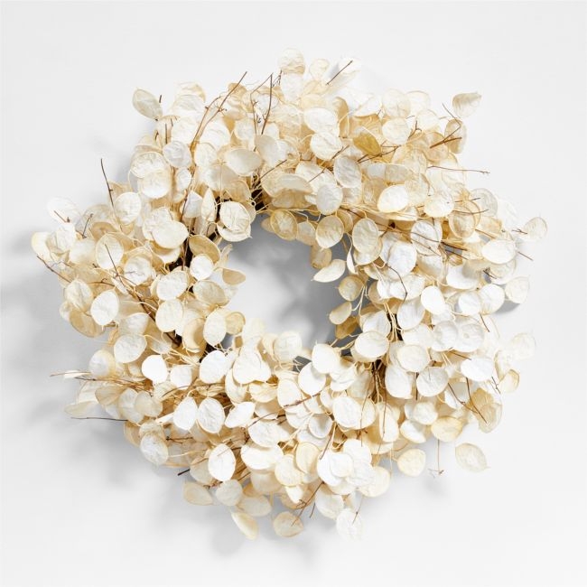 Faux Cream Lunaria Wreath 32" - Image 0