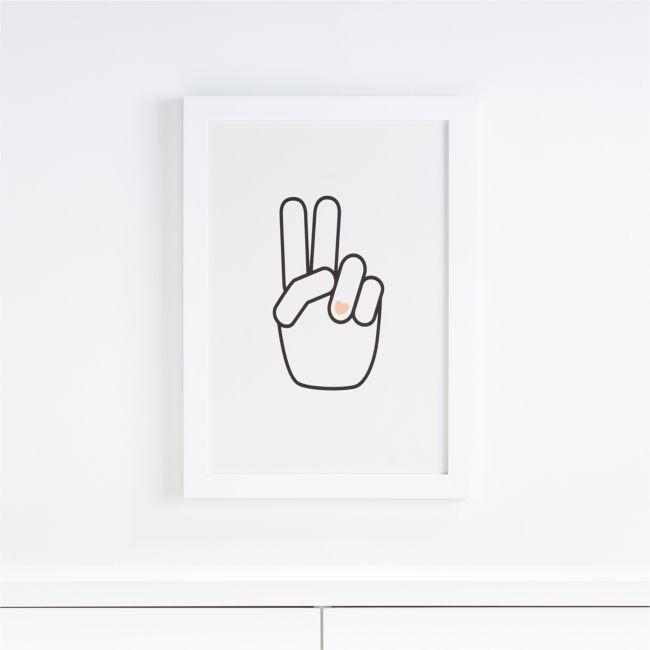 Peace Hand Heart Framed Wall Art Print - Image 0
