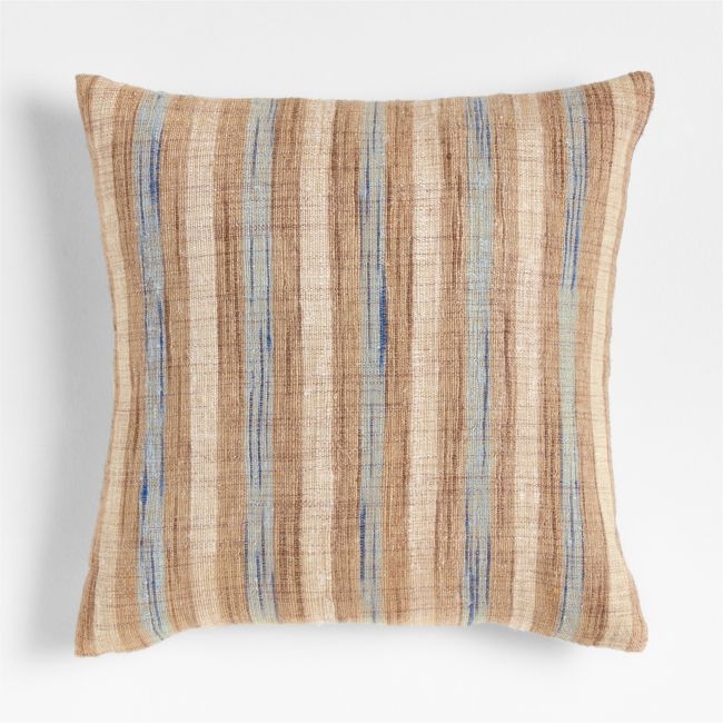 Riviera Stripe 23x23 Pale Blue Throw Pillow with Feather Insert - Image 0