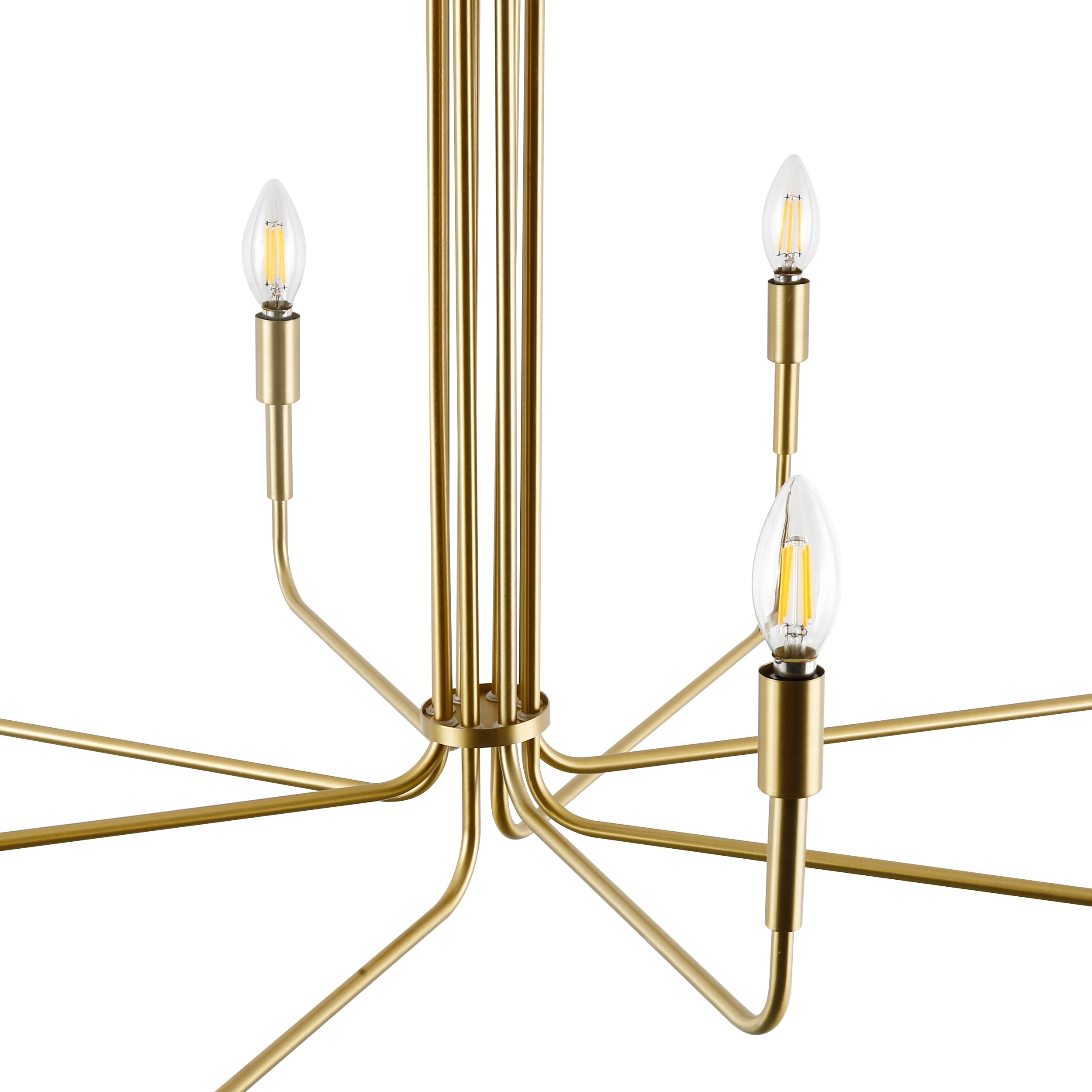 Brushed Brass Sola 8-Light Candle Style Modern Linear Chandelier, Brushed Brass - Image 6