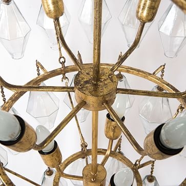 Grand Waterfall Chandelier - Round, Gold Leaf - Image 2