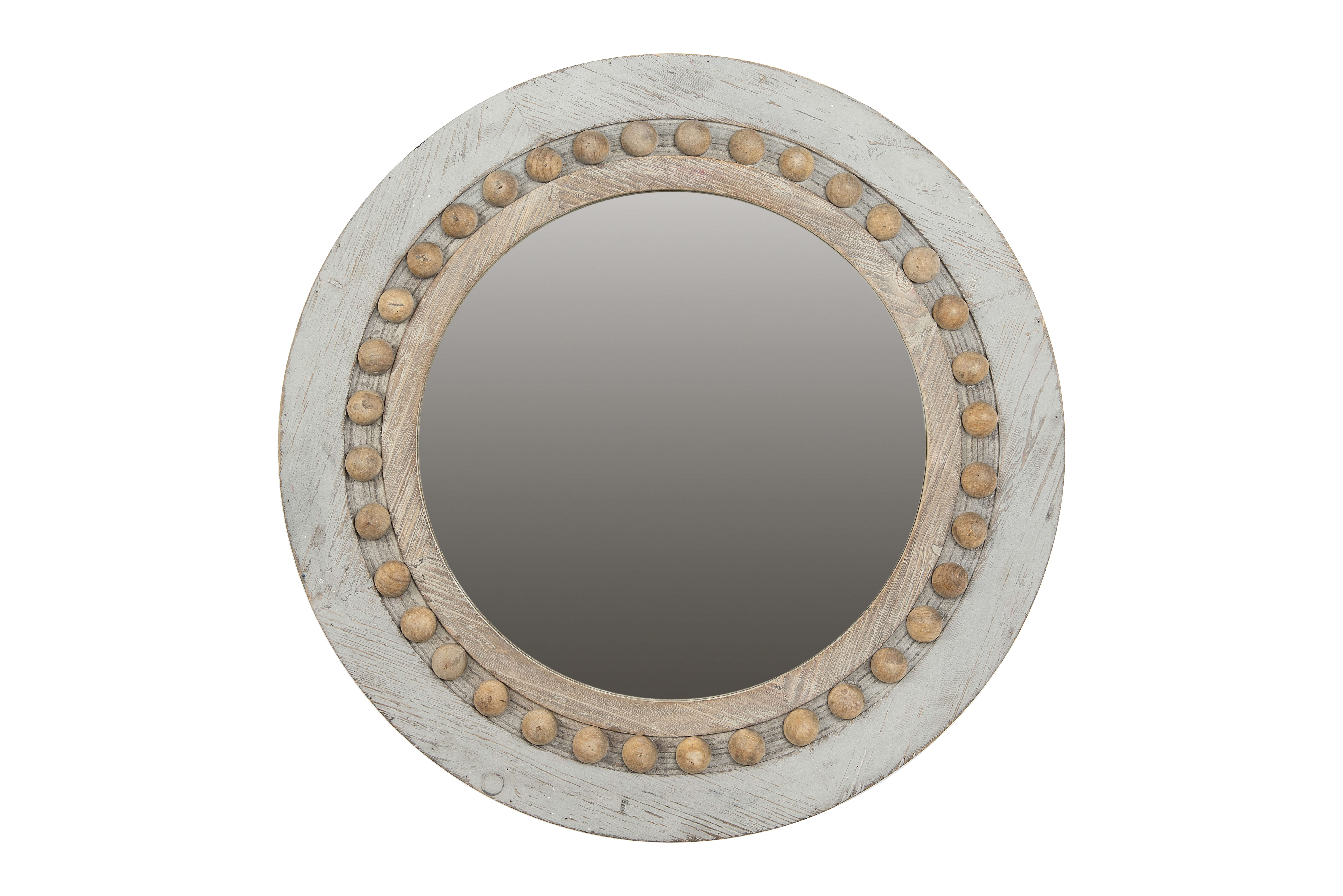 Round Decorative Wood Wall Mirror, 24.75" - Image 0