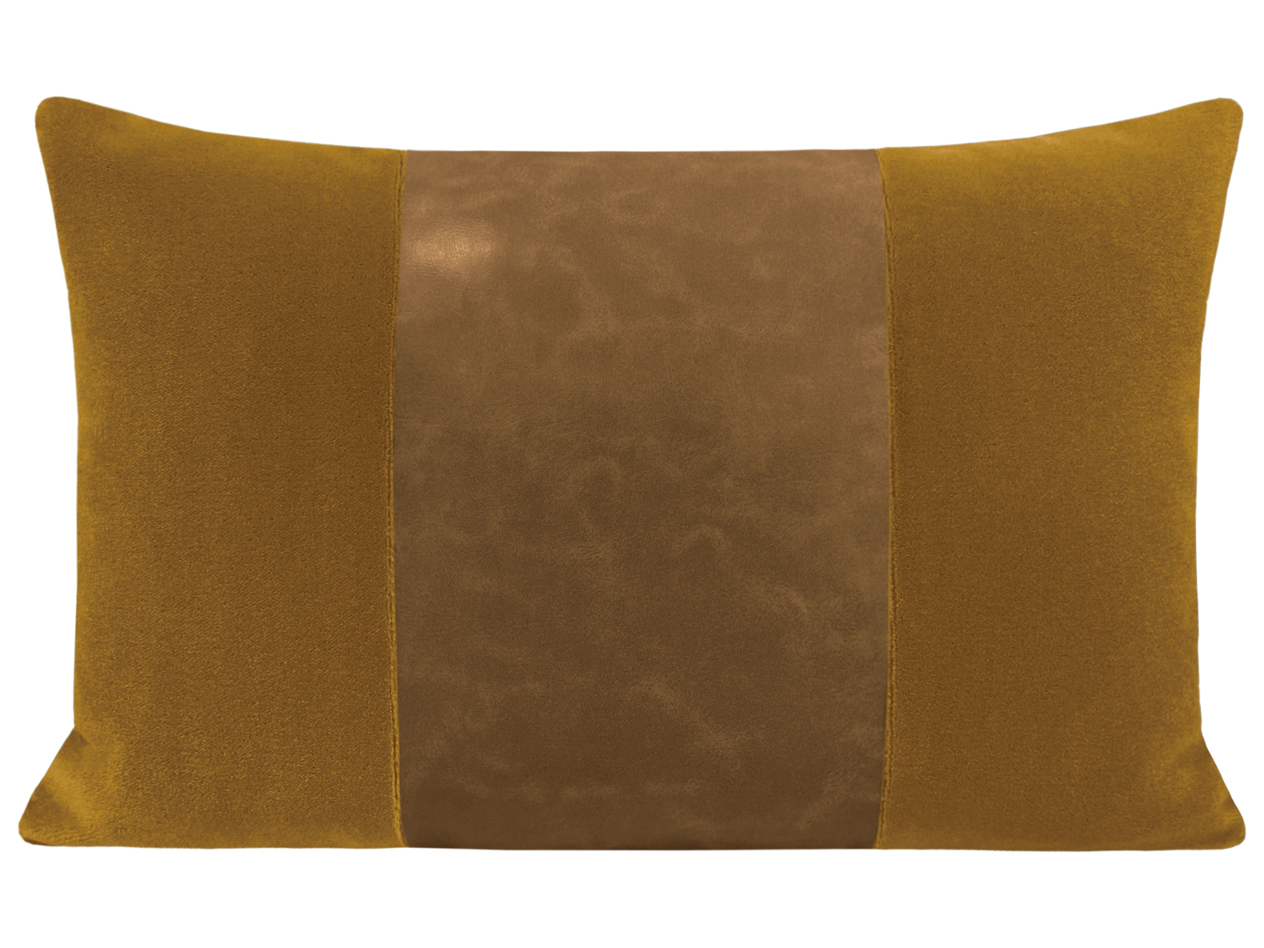 THE LITTLE LUMBAR :: MOHAIR VELVET // BOURBON  + FAUX LEATHER // SABLE - LITTLE LUMBAR 12" X 18" - Image 0