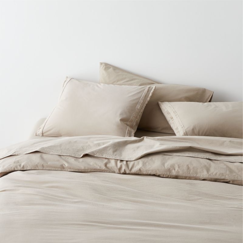 Favorite Washed Organic Cotton Sand Beige Standard Pillowcases, Set of 2 - Image 1