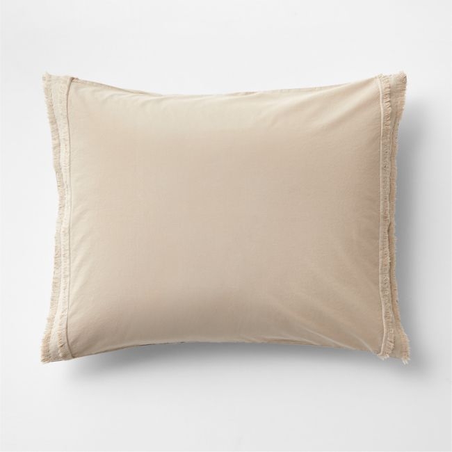Favorite Washed Organic Cotton Sand Beige Eyelash Standard Bed Pillow Sham - Image 0