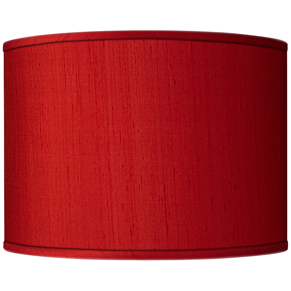 Possini Euro Red Faux Silk Dupioni Drum Lamp Shade 15.5x15.5x11 (Spider) - Image 0