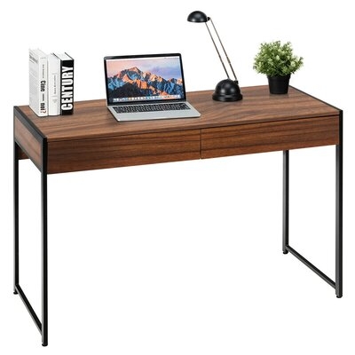 Computer Desk Study Table Home Office Writing Workstation With 2-Drawer -Black - Image 0