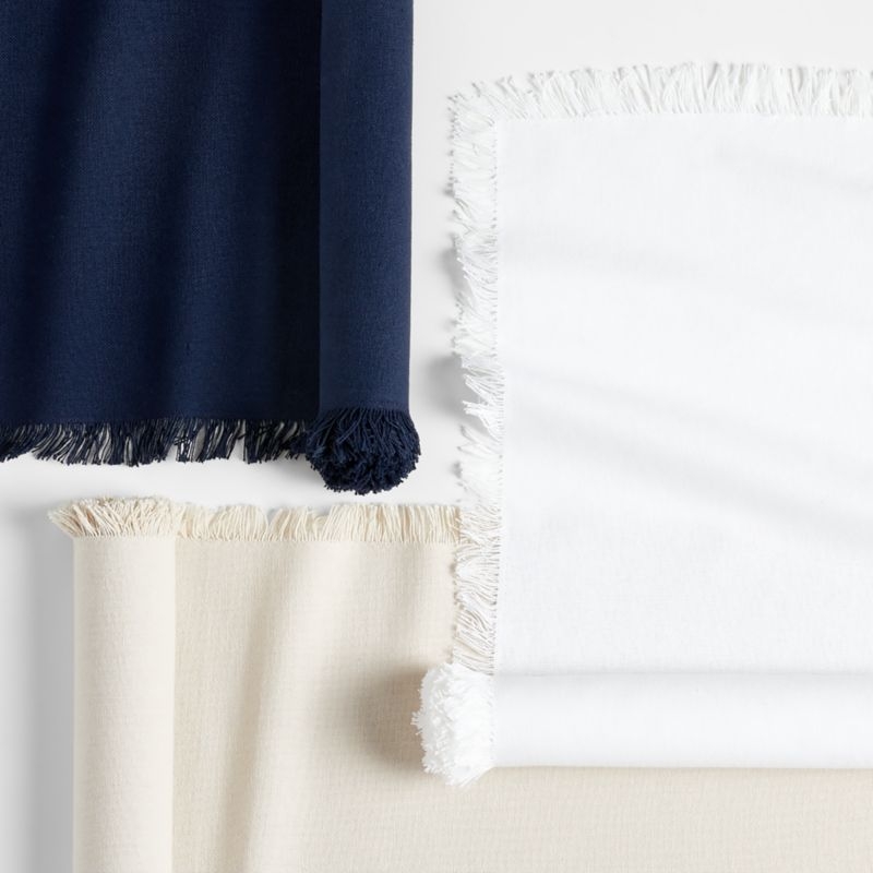 Craft Fringed Deep Indigo Cotton Table Runner 90" - Image 2