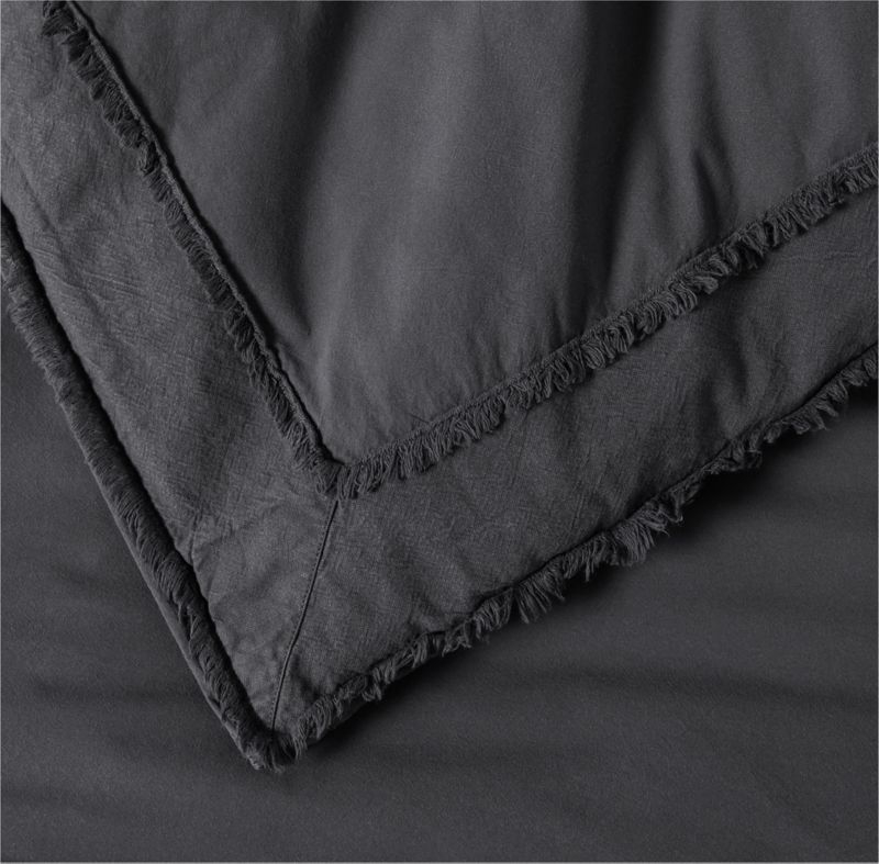 Favorite Washed Organic Cotton Midnight Navy Blue Eyelash Full/Queen Duvet Cover - Image 1