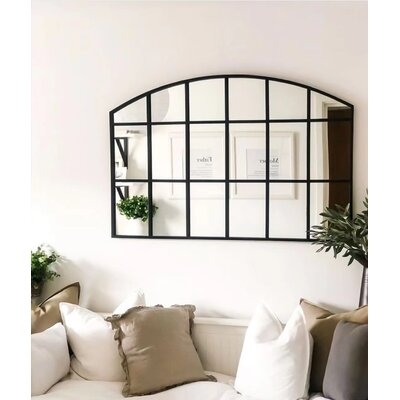 Kaxton Window Pane Metal Framed Mirror in Black - Image 0