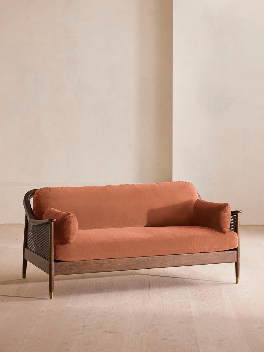 Atlanta Three Seater Sofa, Velvet, Antique Rose, US - Image 0