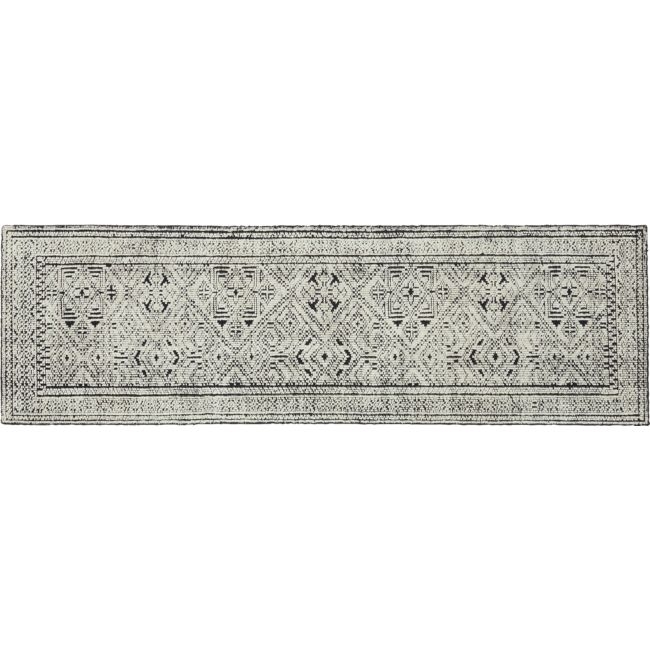 Raumont Hand-Knotted Black Detailed Hallway Runner Rug 2.5'x8' - Image 0