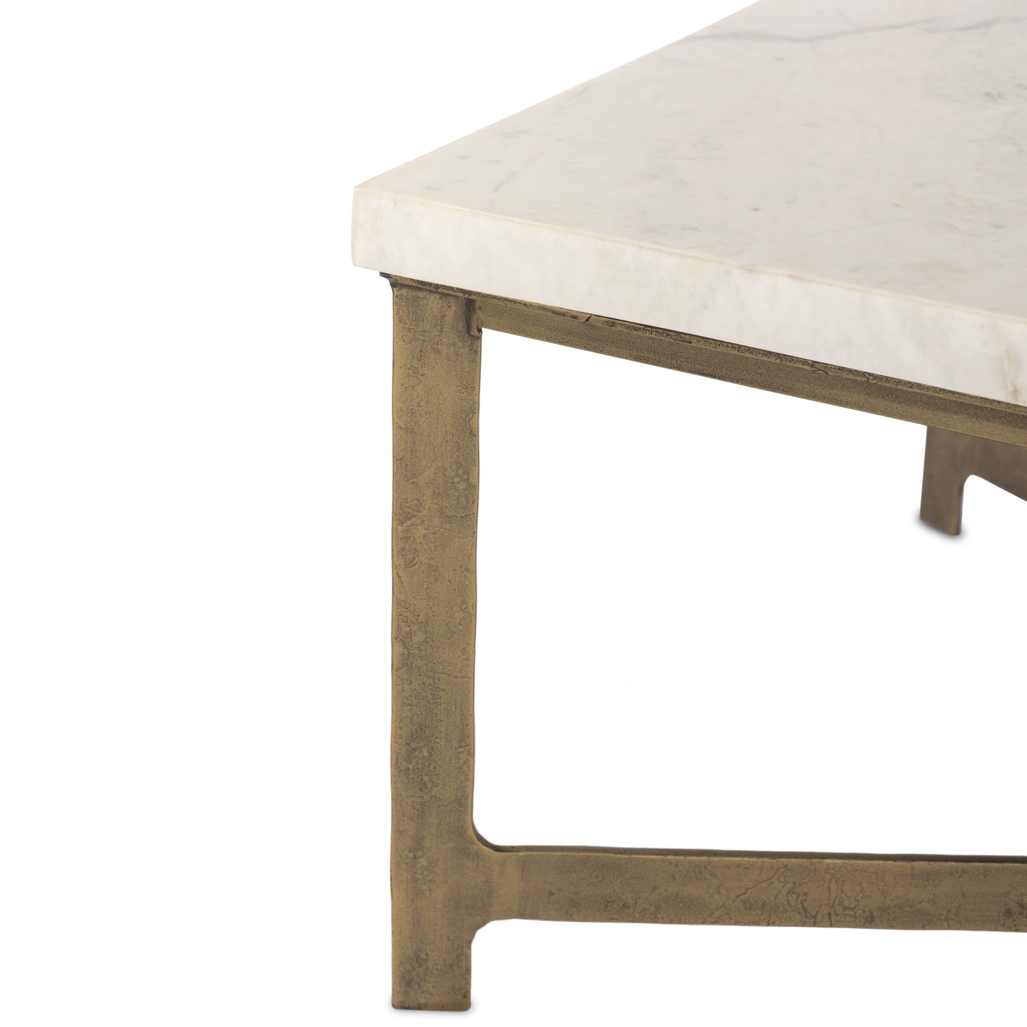 Hammered Iron Coffee Table - White Marble - Image 7