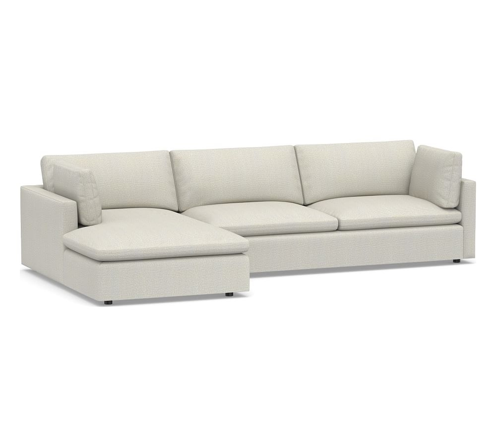 Bolinas Upholstered Right Arm Sofa with Chaise Sectional, Down Blend Wrapped Cushions, Performance Heathered Basketweave Dove - Image 0