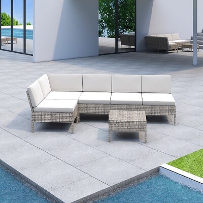 Bromborough 6 Piece Rattan Sectional Seating Group with Cushions - Image 0