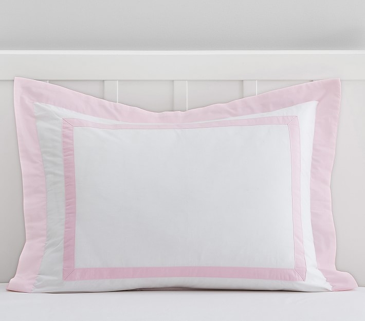 Decorator Solid Border Duvet Cover, Standard Sham, Pale Pink - Image 0