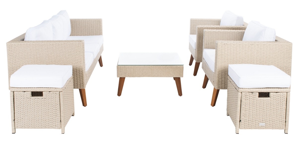 Presla 6 Pc Living Set - Beige/White - Safavieh - Image 7