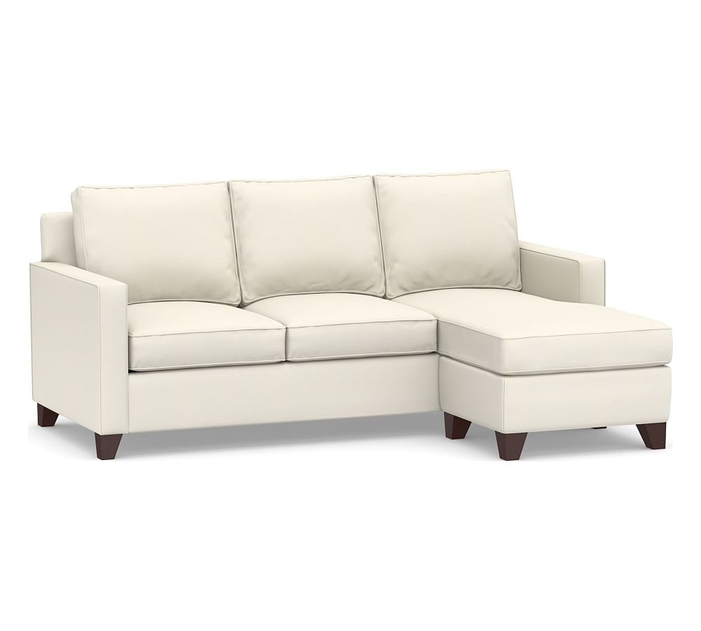 Cameron Square Arm Upholstered Sleeper Sofa with Reversible Storage Chaise Sectional, Polyester Wrapped Cushions, Textured Twill Ivory - Image 0