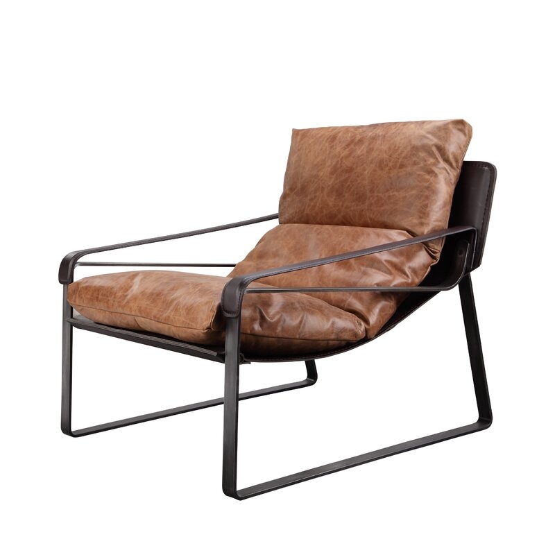 Metal Genuine Leather Armchair - Image 0