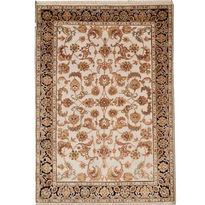 Hand-Knotted Wool/Silk Ivory/Brown Rug - Image 0