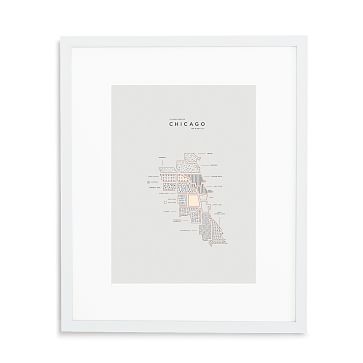 Chicago Letterpressed Map Print, Natural Frame, 16"x20" - Image 2