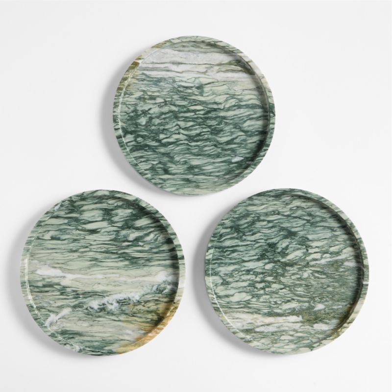 Fern Green 12.5" Round Marble Tray - Image 1