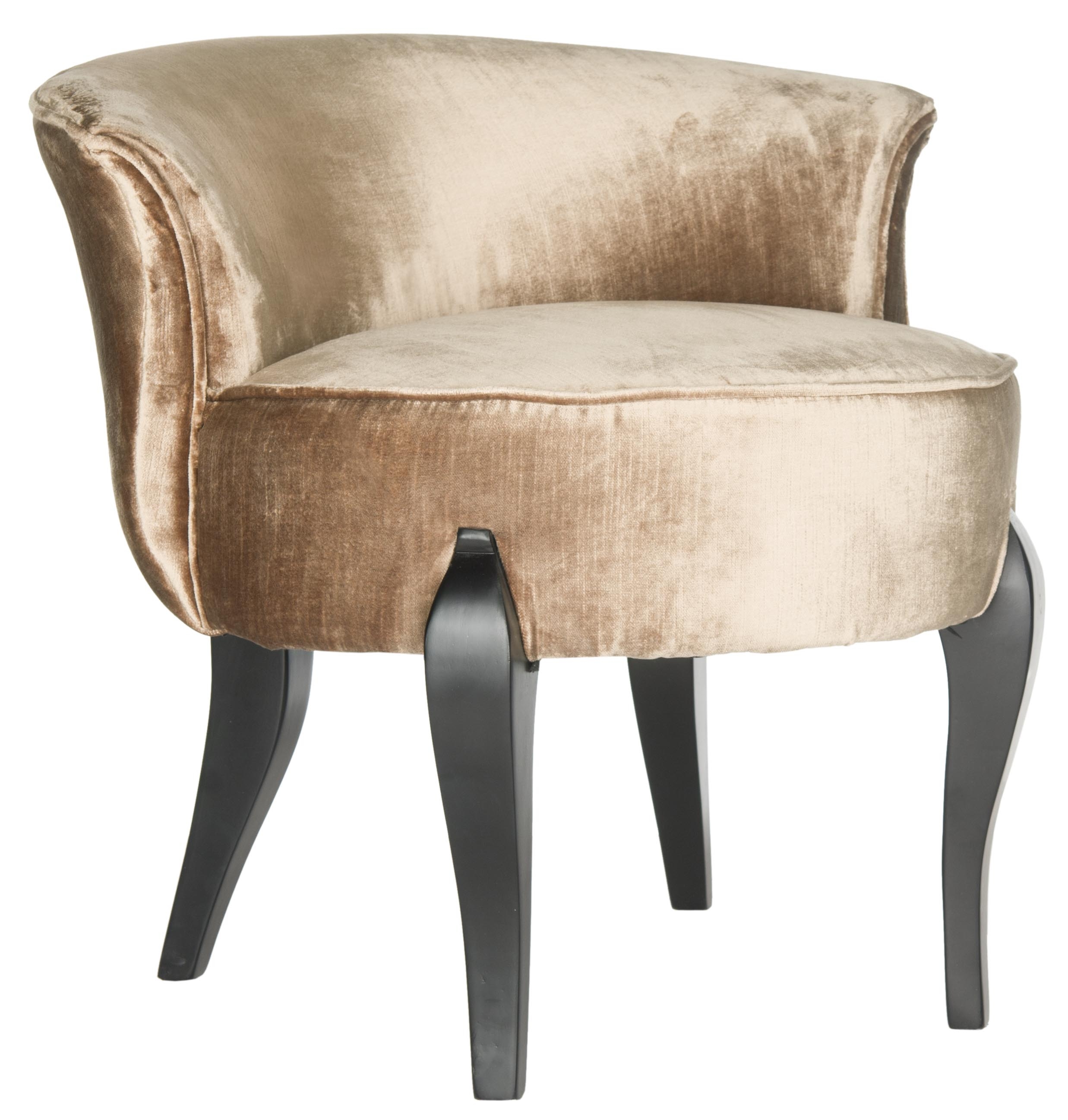 Mora French Leg Linen Vanity Chair - Mink Brown/Black - Safavieh - Image 1