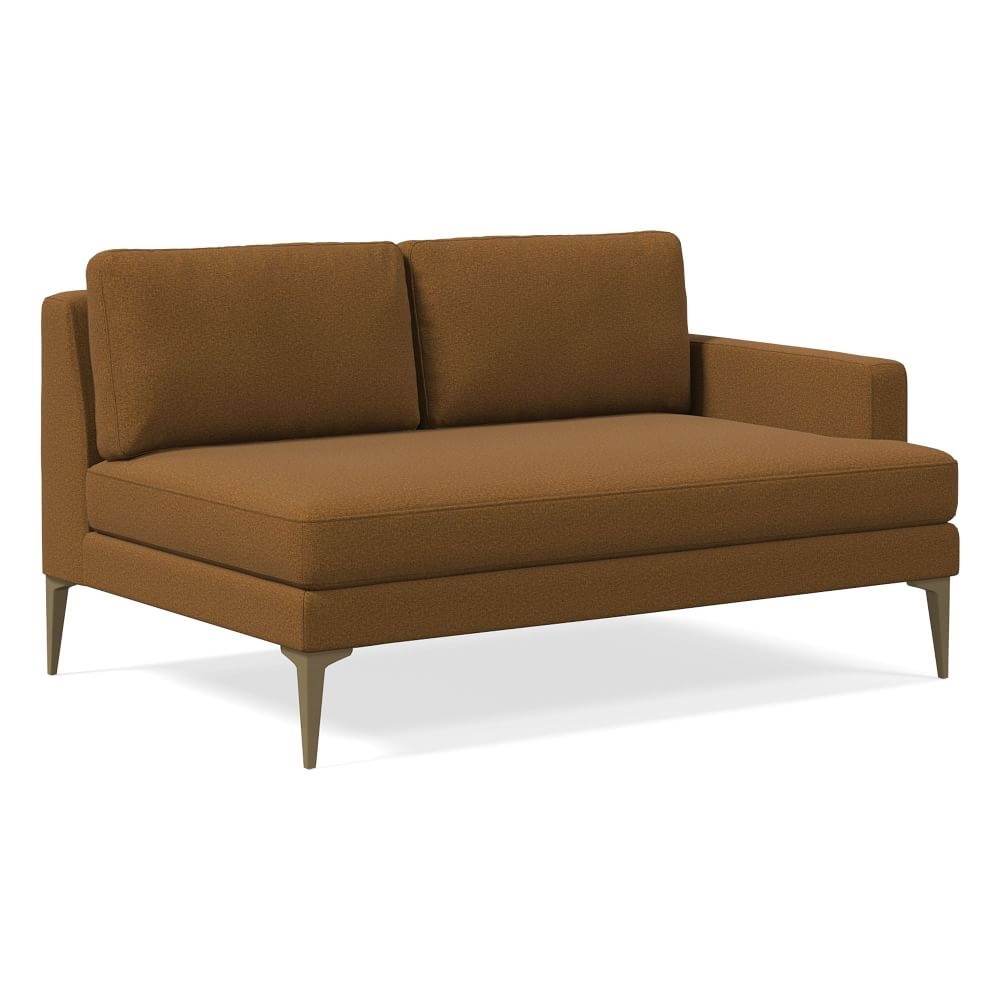 Andes Right Arm 2 Seater Sofa, Poly, Distressed Velvet, Golden Oak, Blackened Brass - Image 0
