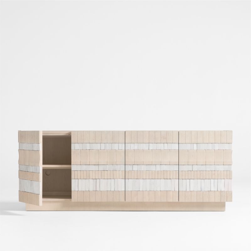Beachcomber 80" Natural Oak Wood and White Tile Media Console by Brigette Romanek - Image 5